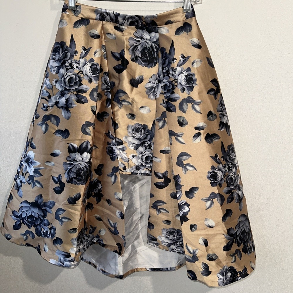 Jealous Tomato Blue /‎ Gold Floral Skirt  Size Small - Picture 2 of 11